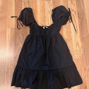 Amanda Uprichard Little Girl Black Puff-Sleeve Dress